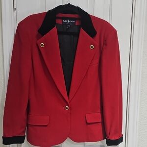 Ralph Lauren  Blue Label Vintage Women's Red Blazer With Gold Buttons Size 14
